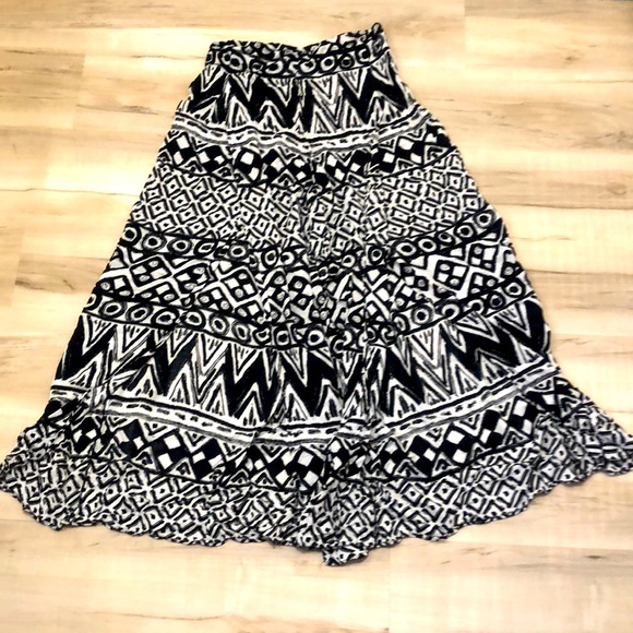 Tribal Print Front Slit Wide Leg Pants - Picture 1 of 7